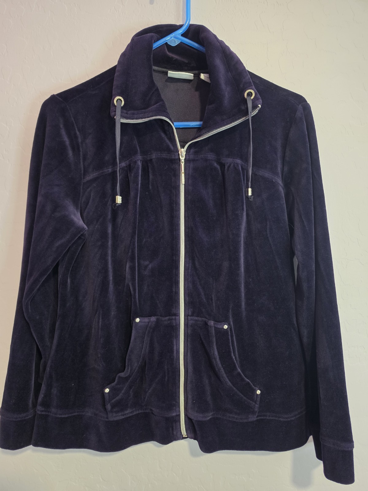 Zenergy By Chicos Velour Jacket Purple With Accents Size 1 Zenergy By Chicos Velour Jacket Purple With Accents Size 1