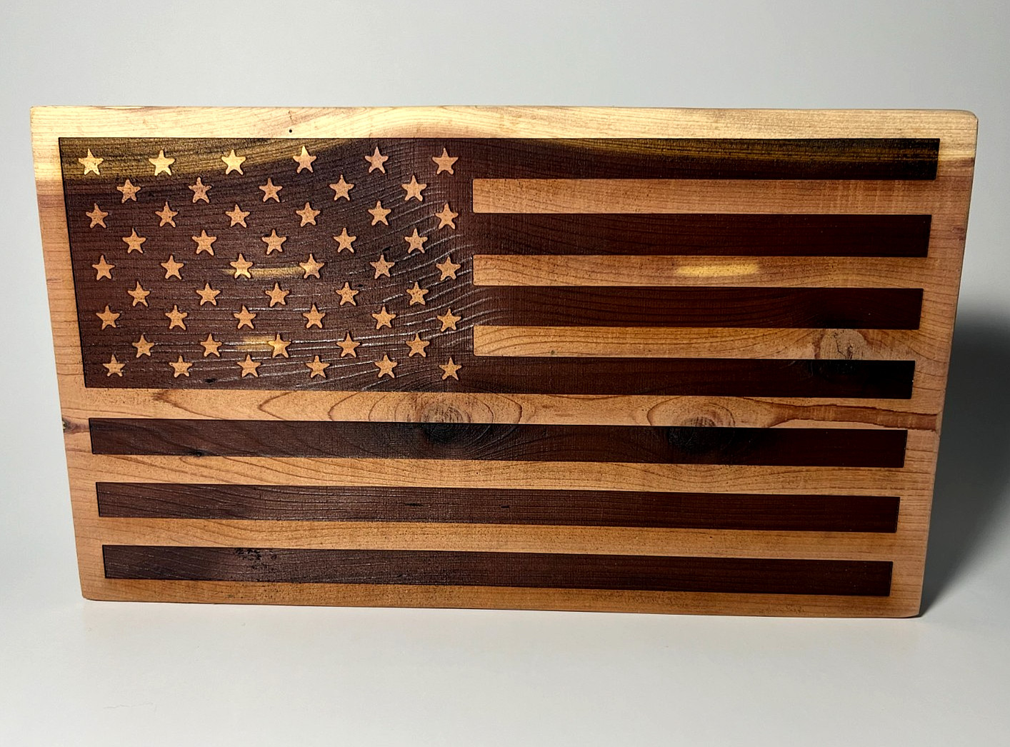 Rustic Laser-Engraved American Flag - Shelf Display Rustic Laser-Engraved American Flag - Shelf Display