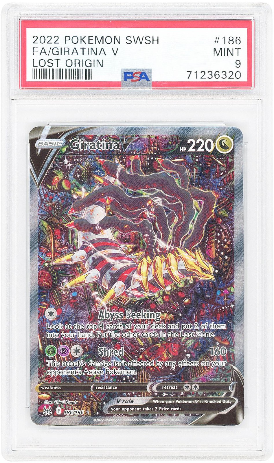 Giratina V 2022 Pokemon Lost Origin Ultra Rare #186 PSA Authenticated 9 Card