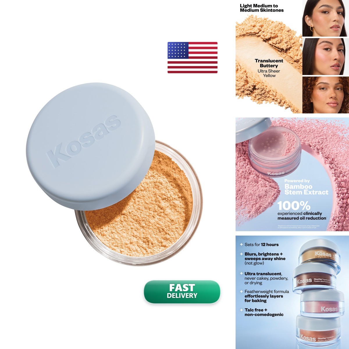 Kosas Cloud Set Talc-Free Loose Setting Powder Ultra Sheer Yellow Kosas Cloud Set Talc-Free Loose Setting Powder Ultra Sheer Yellow