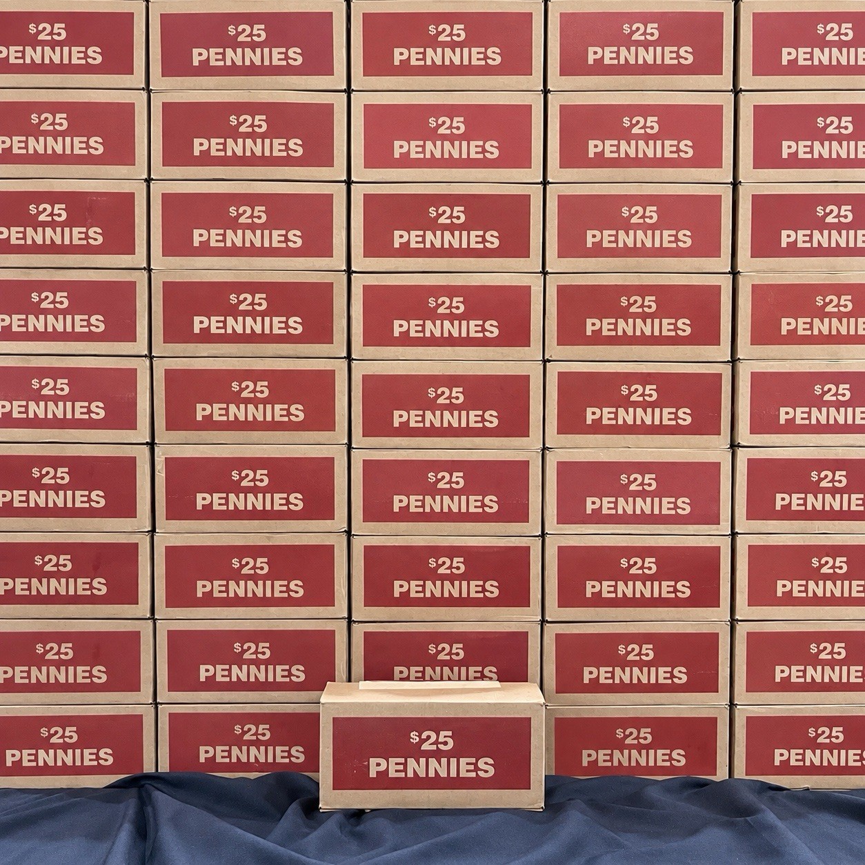 Sealed $25 Bank Box of 2,500 Pennies Unsearched Wheats, Errors & Copper