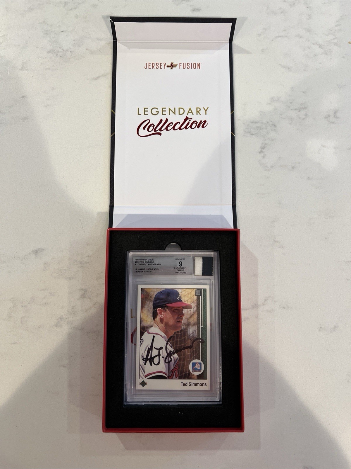 Jersey Fusion Ted Simmons Game Used Patch 1989 Upper Deck - Autographed Card Jersey Fusion Ted Simmons Game Used Patch 1989 Upper Deck - Autographed Card