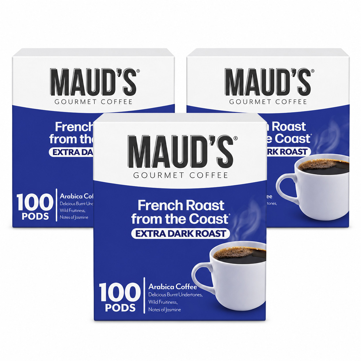 Maud's French Roast Coffee Pods Dark Roast 100ct 3 Pack 300 Total