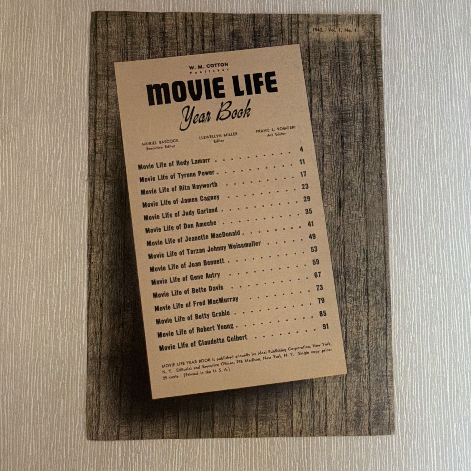 1942 Hedy Lamarr Movie Life Year Book Vol 1 No 1 Complete 8 Page Feature