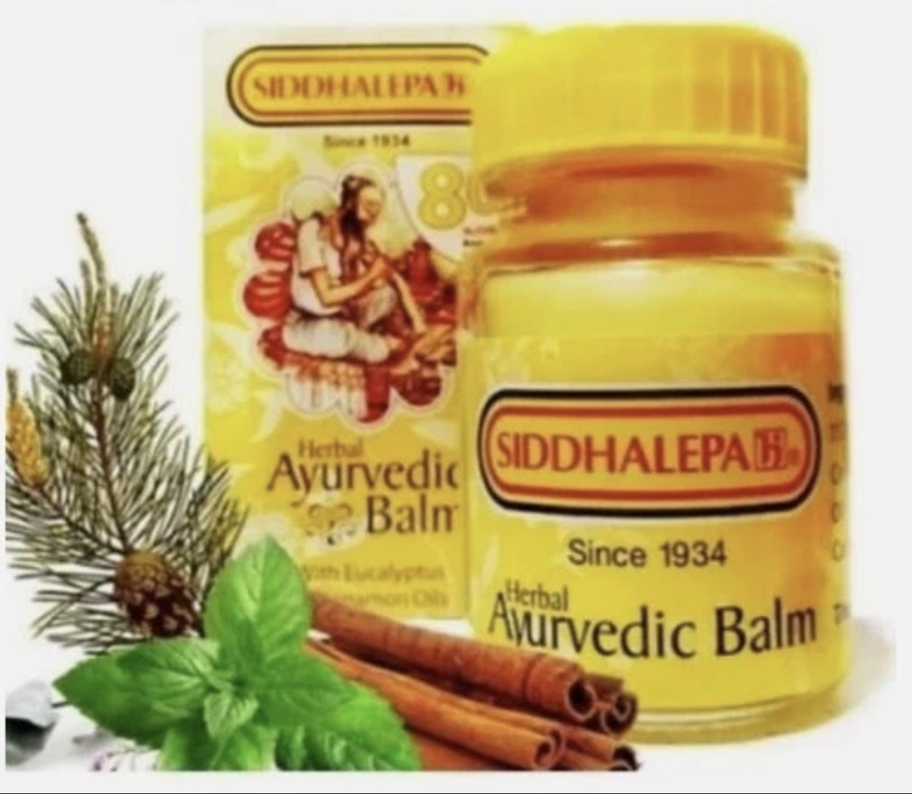 25g x10 Siddhalepa Ayurvedic Herbal Balm for Pain, Cold, Flu, Headaches Relief