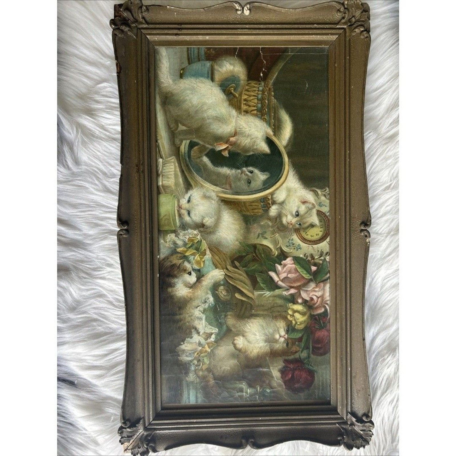 Antique VICTORIAN Cat Picture 