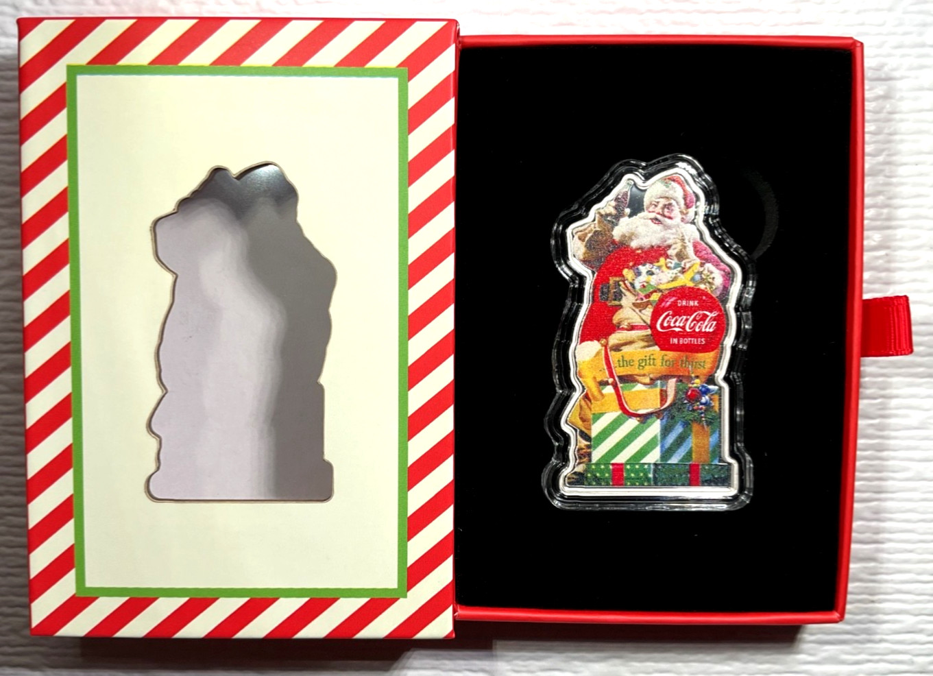 Coca-Cola® Santa 1 oz .999 Silver Shaped Piece w/ Box & COA #0082/1500
