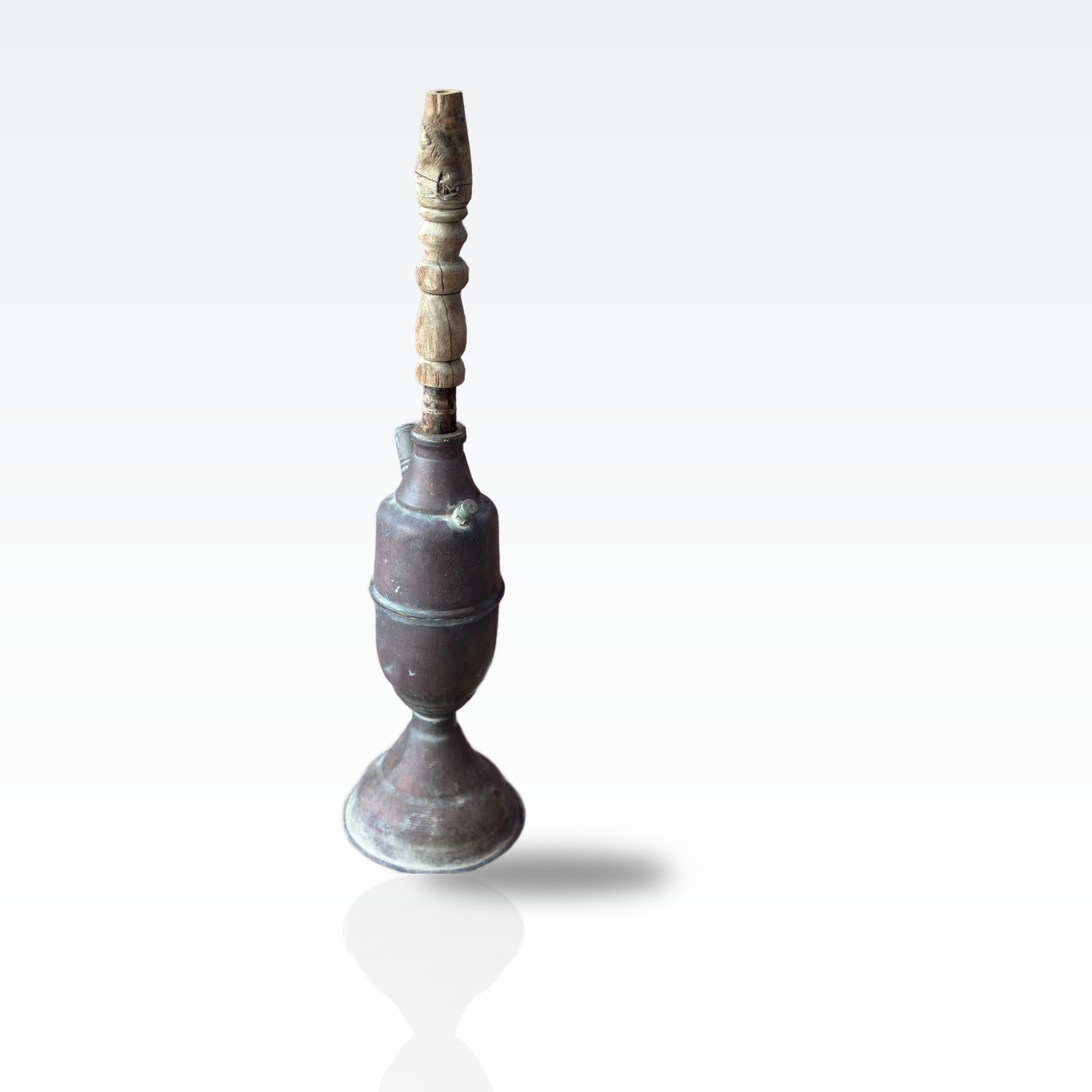 Antique Brass Nargile Hookah Ottoman Middle Eastern Hand Made Wood Stem Shisha