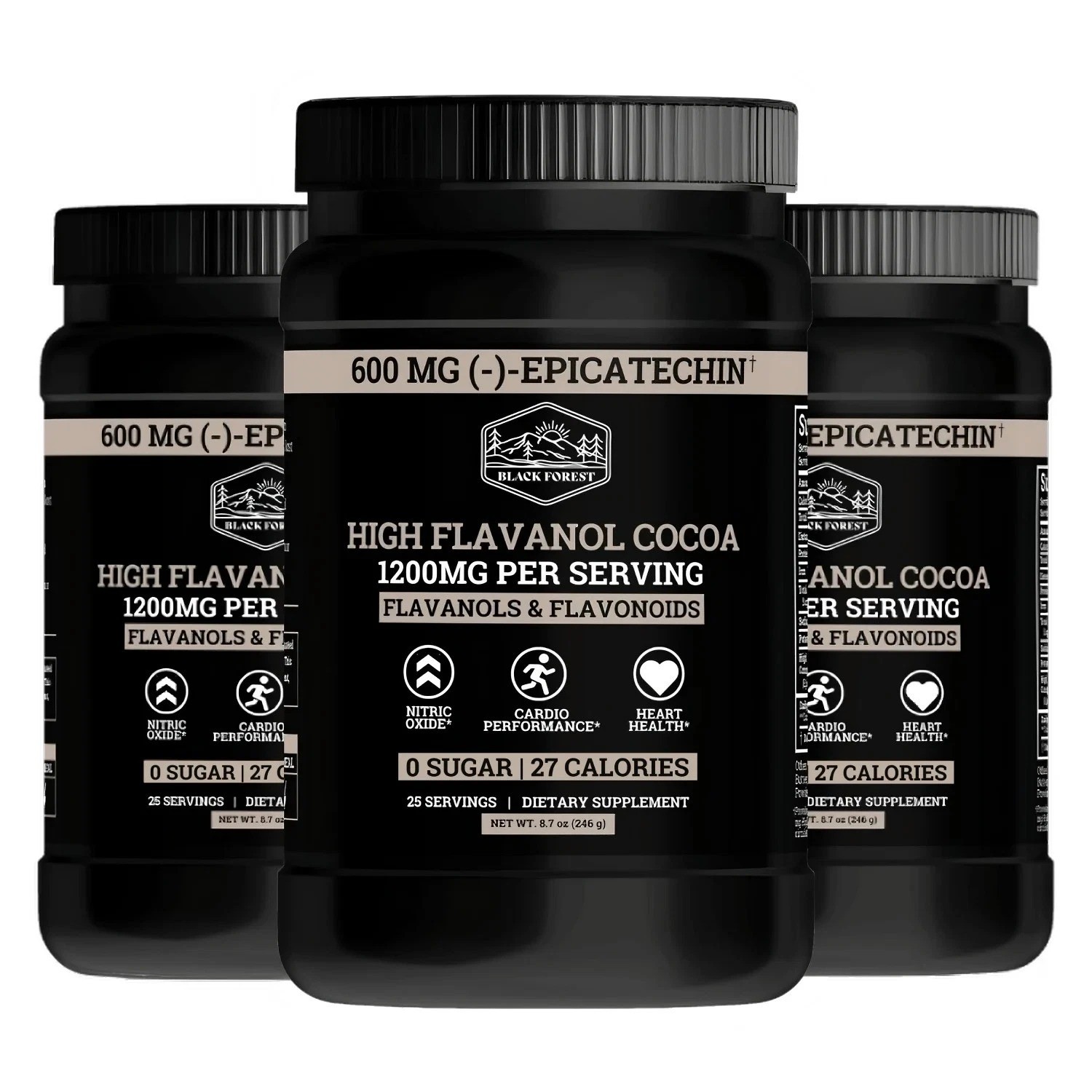 Black Forest High Flavanol Cocoa Powder Flavonoids Supplement 1200 mg - 3 PACK