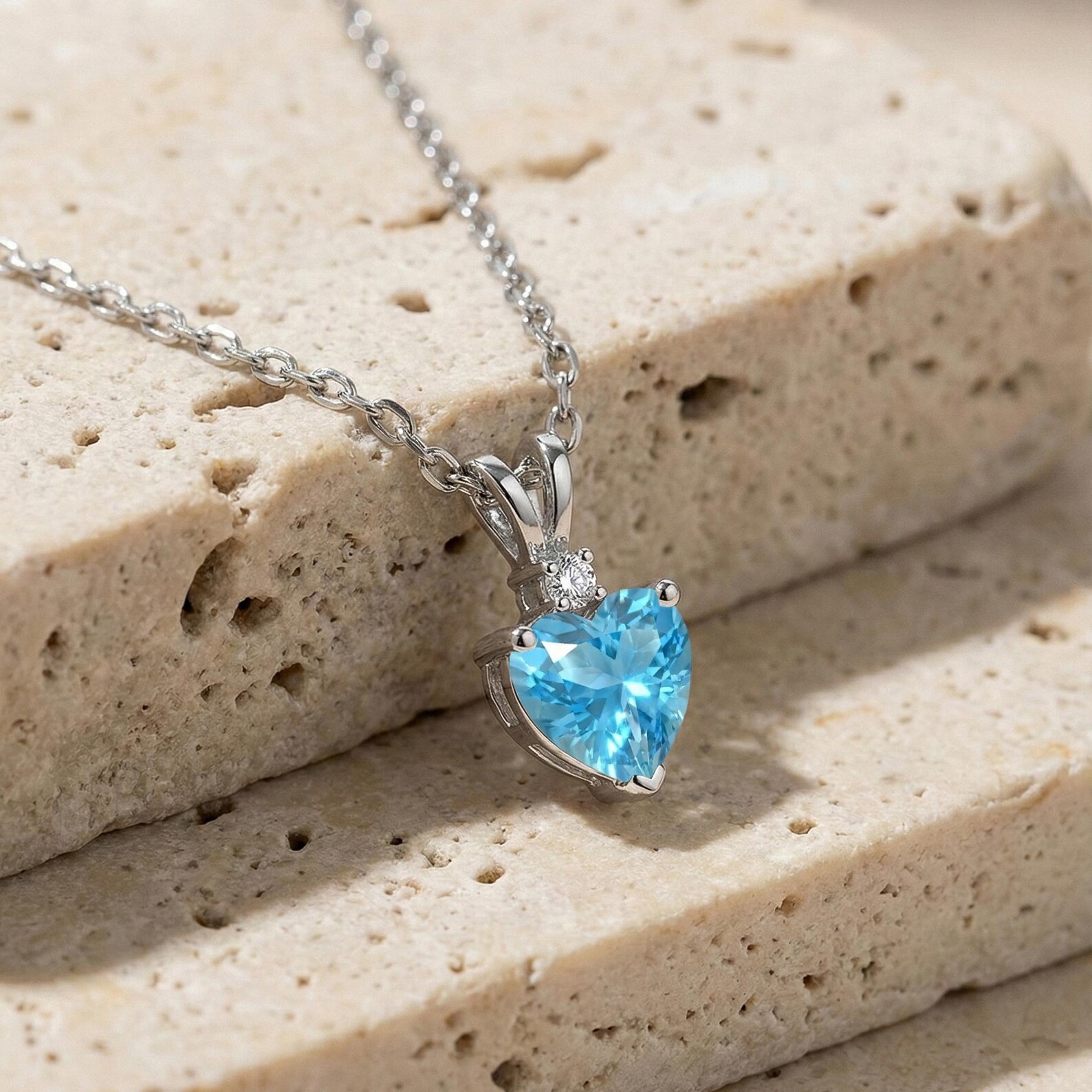4.60 Ct Heart Cut Natural Topaz Diamond Beautiful Pendant 14K White Gold