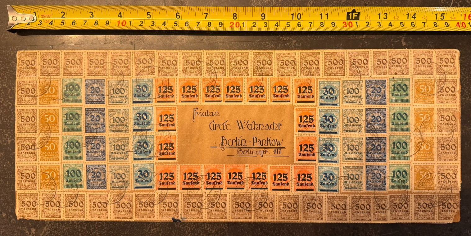 Stunning 1923 Germany Weimar Inflation Oversize Cover Wilhelshaven to Berlin 5