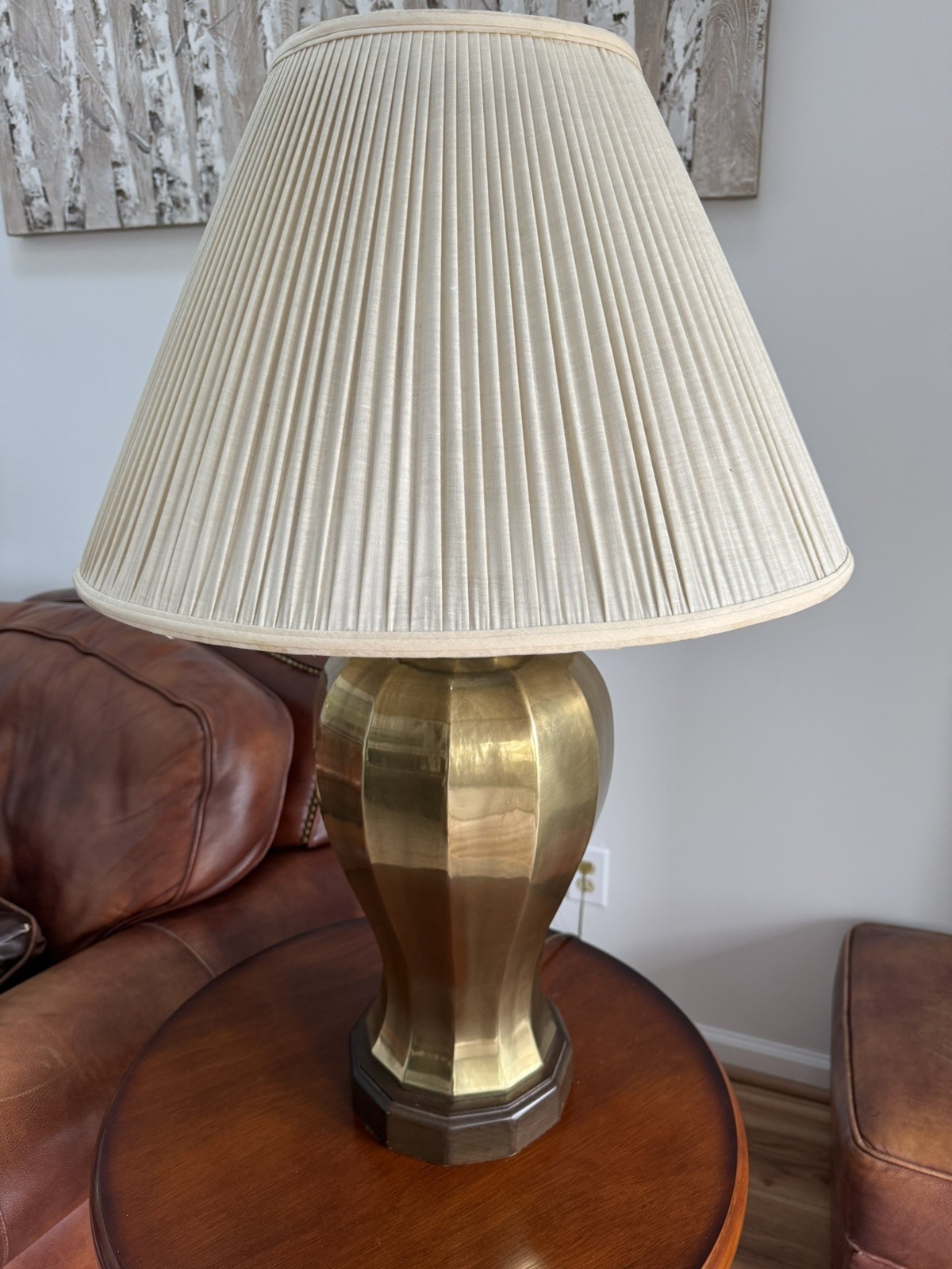Frederick Cooper RARE Pair of Vintage Faceted Brass Lamps With Original Shades