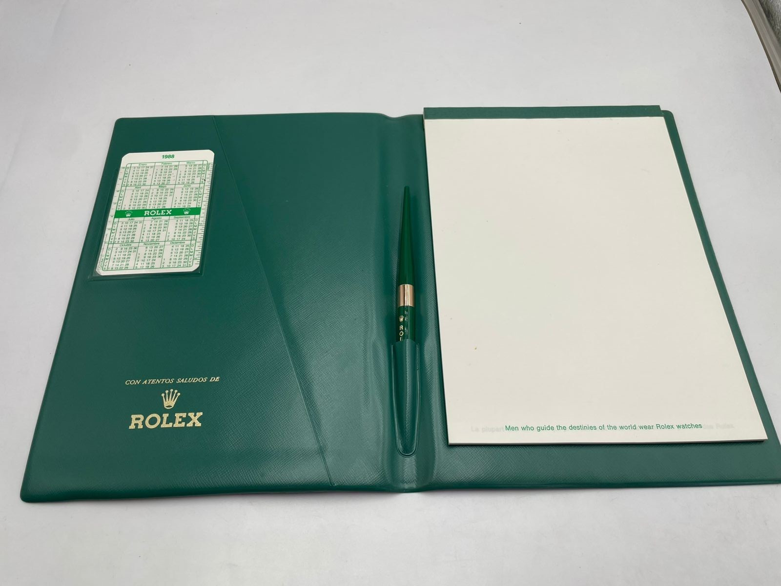 Vintage ROLEX Organizer Notebook With Pen 1988 Calendar – Rolex Green VIP Vintage ROLEX Organizer Notebook With Pen 1988 Calendar – Rolex Green VIP