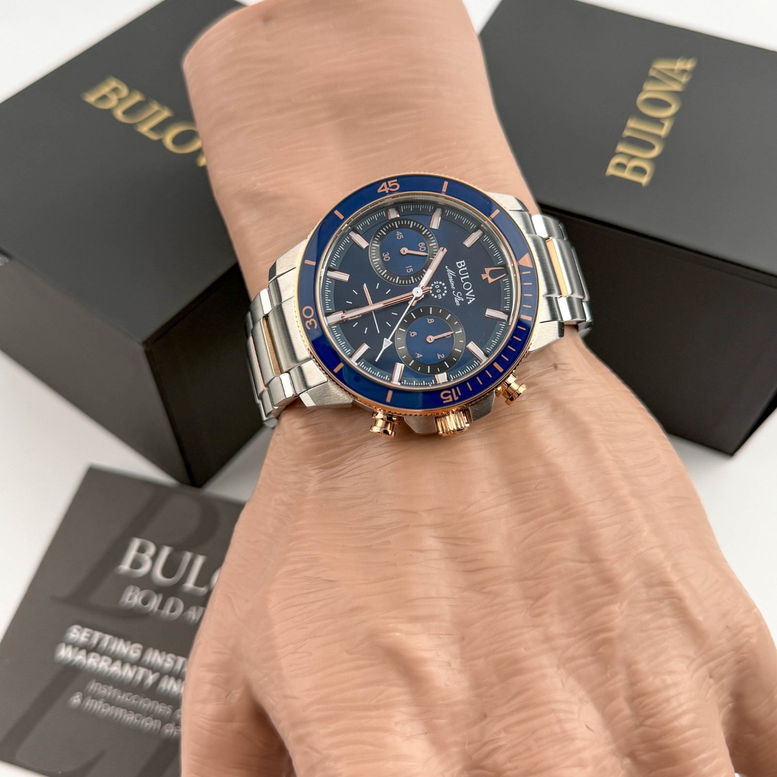 Bulova 98B301 Men's Chronograph Marine Star Two-Tone Steel Bracelet Watch 45mm