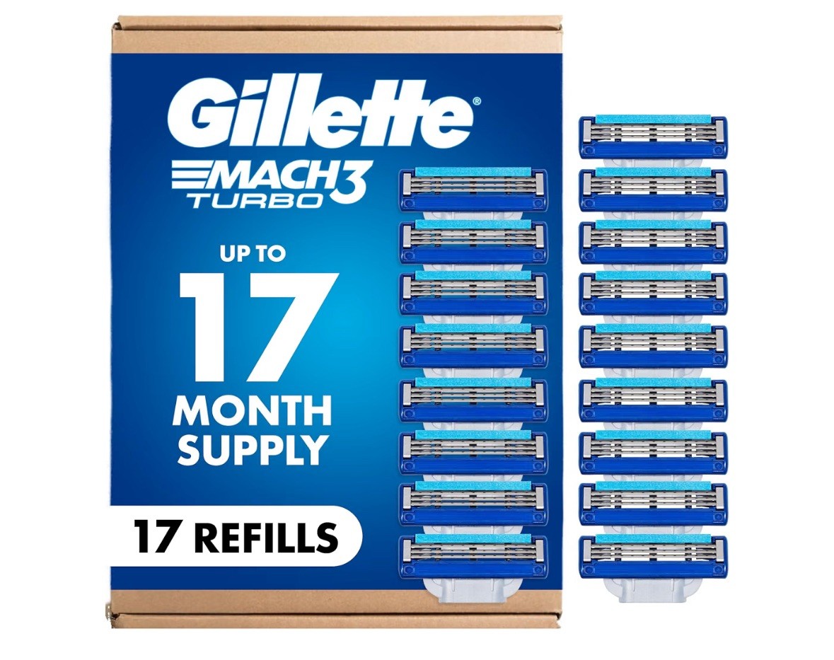 Gillette Mach3 Turbo Mens Razor Refill Blades Cartridges - 17 Count Gillette Mach3 Turbo Mens Razor Refill Blades Cartridges - 17 Count