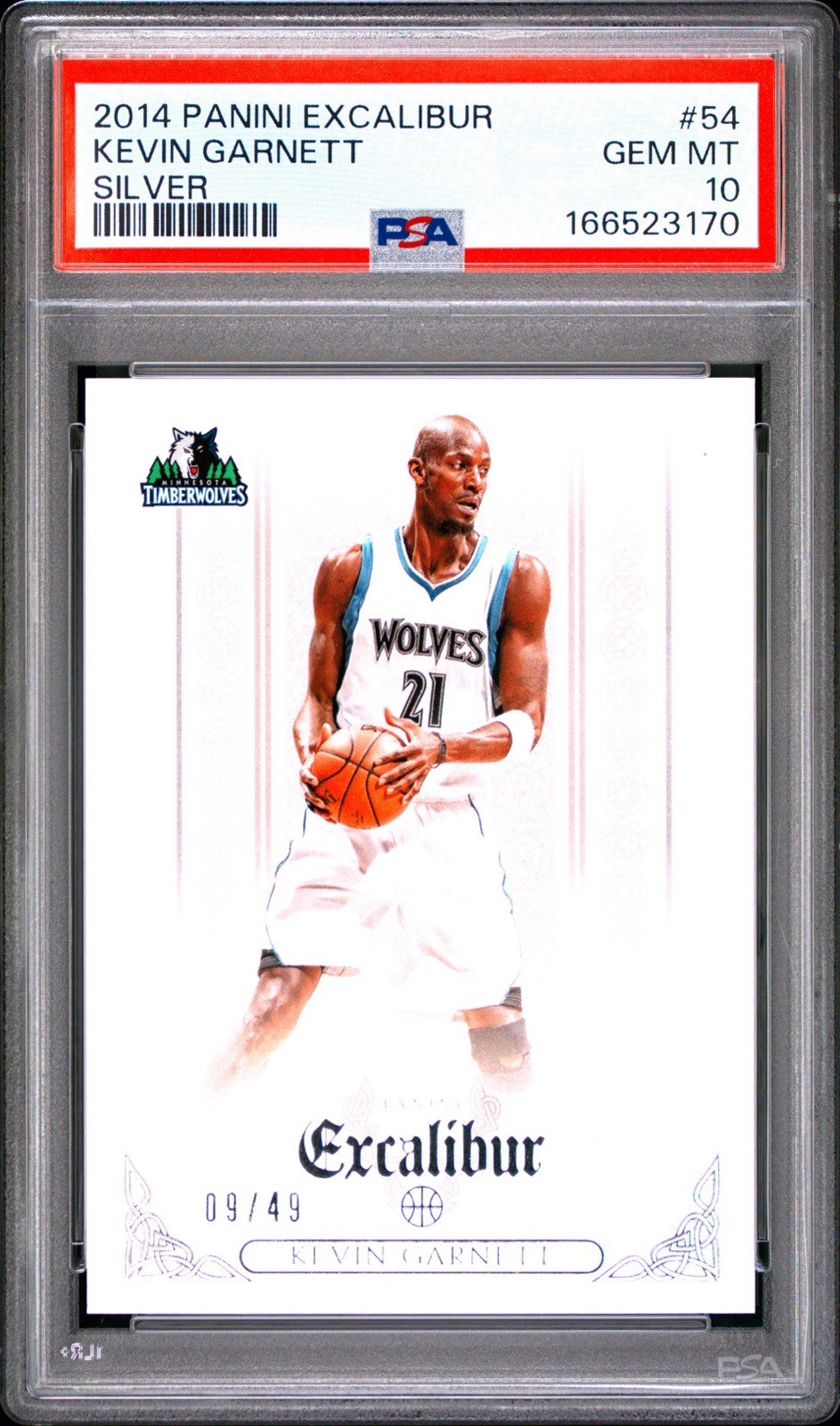 2014-15 Panini Excalibur Kevin Garnett #54 Silver /49 PSA 10 Pop 1 Rare