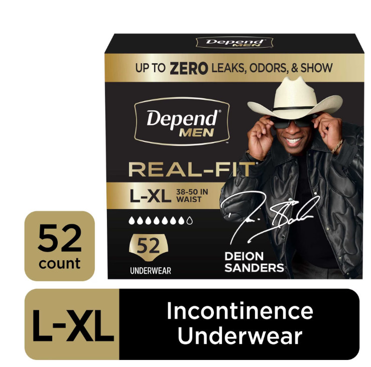 Depend Real Fit Incontinence Underwear for Men, Adult, L/XL, Black, 52 Count Depend Real Fit Incontinence Underwear for Men, Adult, L/XL, Black, 52 Count