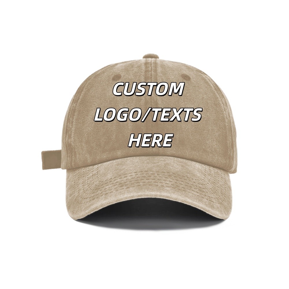 Personalized Vintage Washed Baseball Cap, Custom Name Logo Text Hat Adjustable