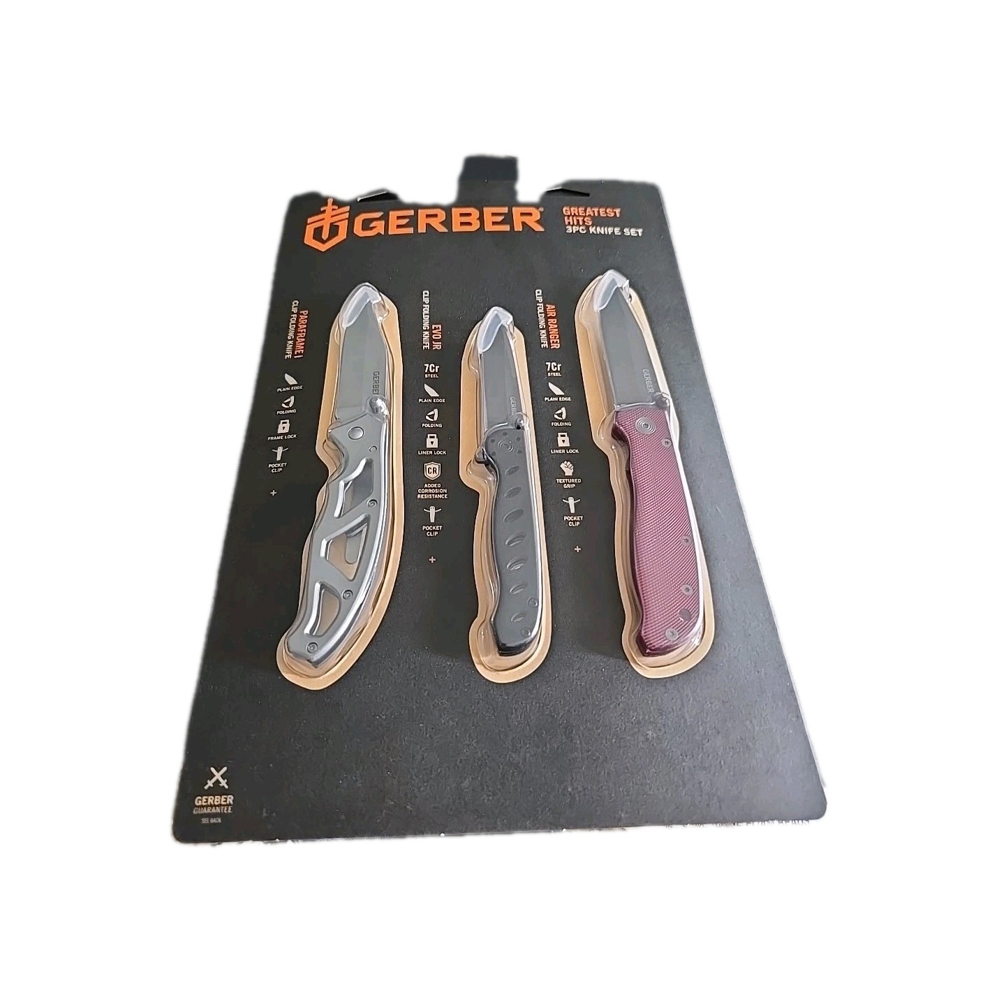B8-Gerber 3-Piece Folding Knife Set Greatest Hits / Camping/ Hunting / Durable