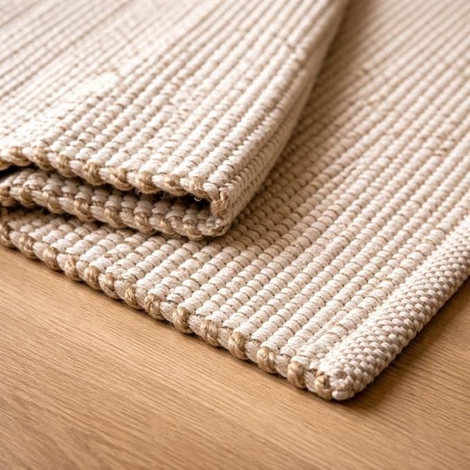 Jute Cotton Hand Woven Natural Farmhouse Area Rug for Living Room, 8' x 10' Jute Cotton Hand Woven Natural Farmhouse Area Rug for Living Room, 8' x 10'