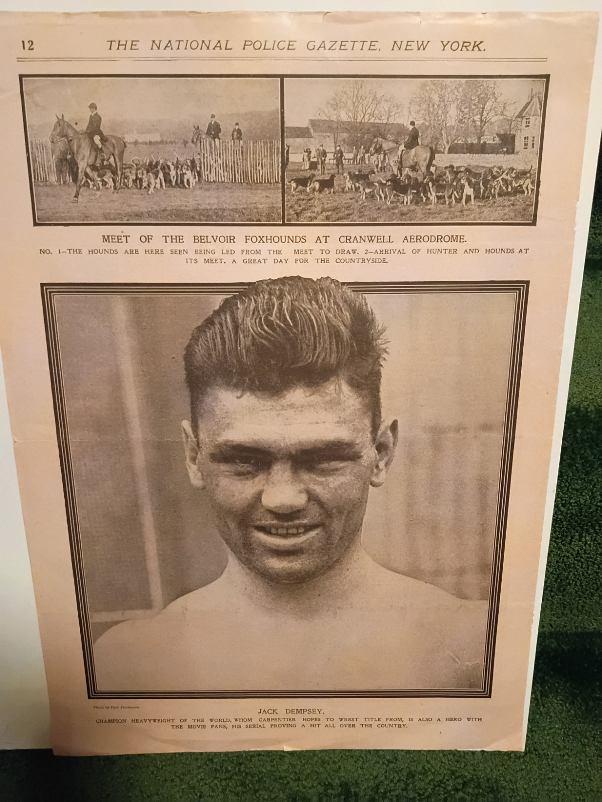 Boxing Champion, Jack Dempsey Front Page National Police Gazette Boxing Champion, Jack Dempsey Front Page National Police Gazette