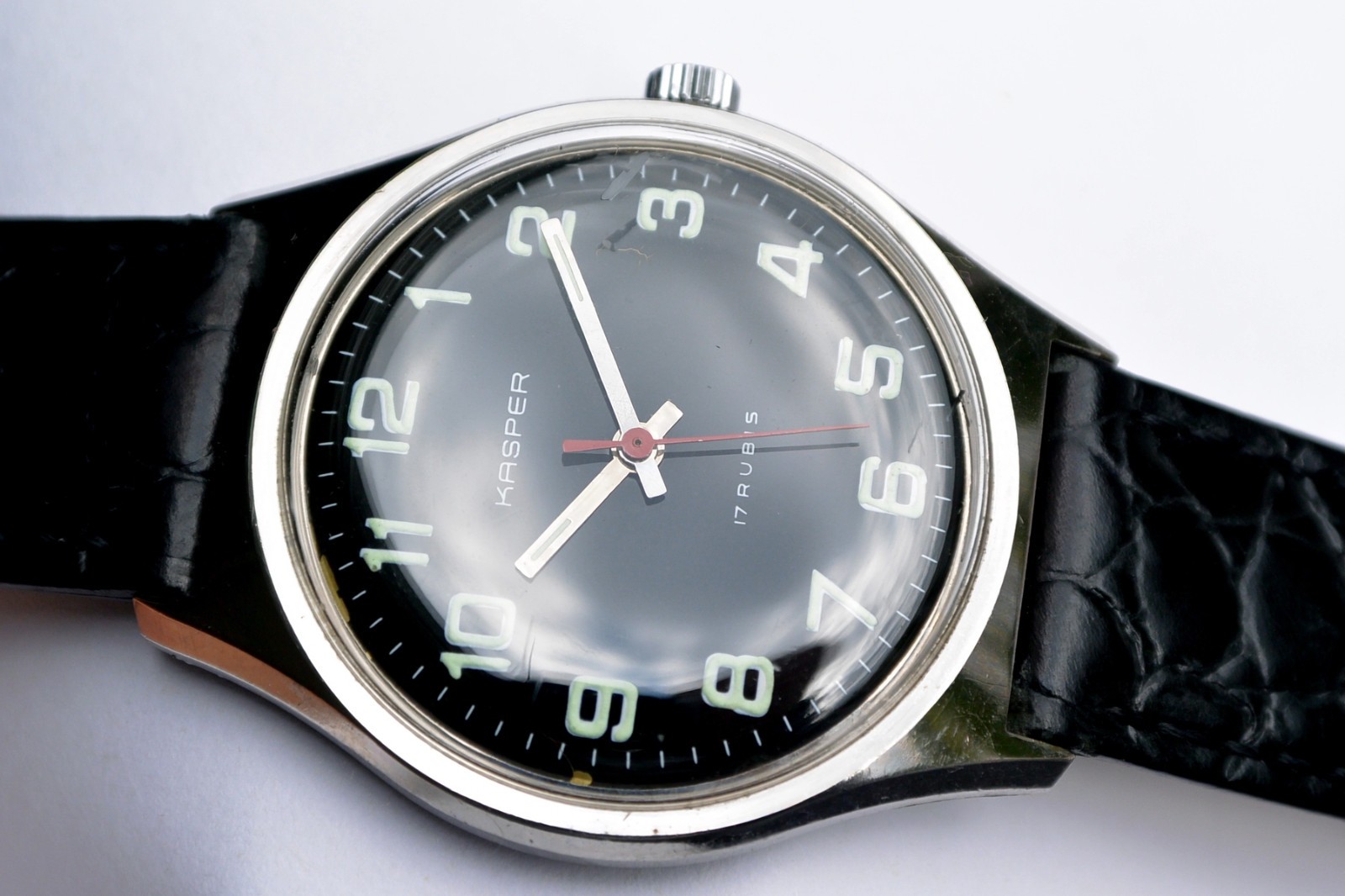 Kasper Cal. Durowe/INT 7410 Germany 1970s Black Dial, Quality Strap, Running