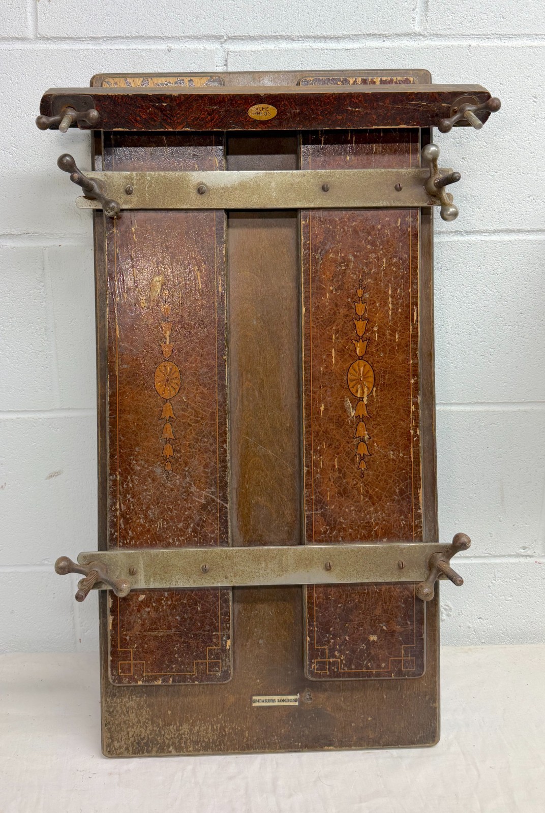 Antique 19th century Acme pants trouser stretcher rack press wood steel iron Antique 19th century Acme pants trouser stretcher rack press wood steel iron