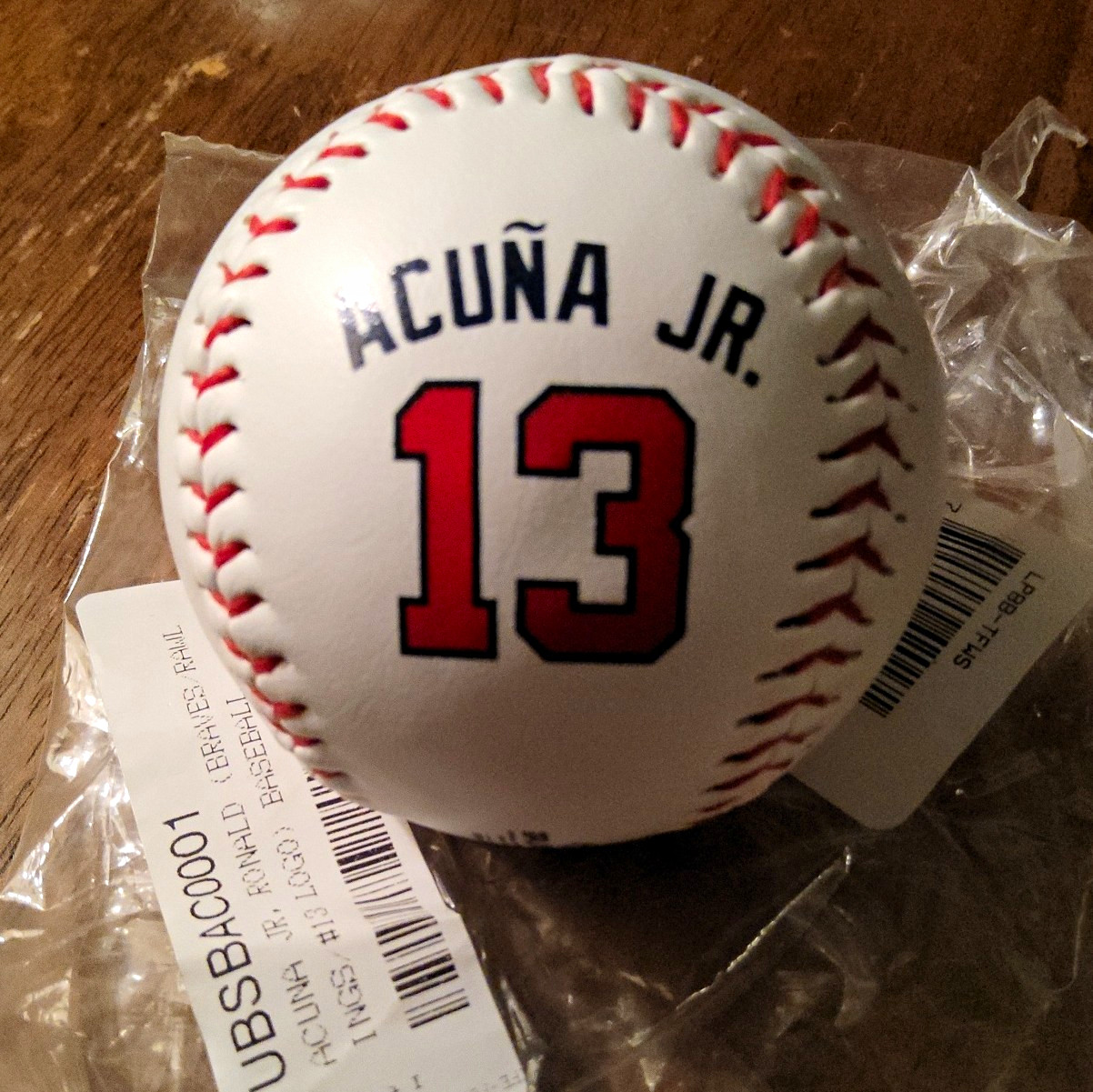 Rawlings Players MLBPA Atlanta Braves Acuna Jr 13 9in Synthetic Leather Ball