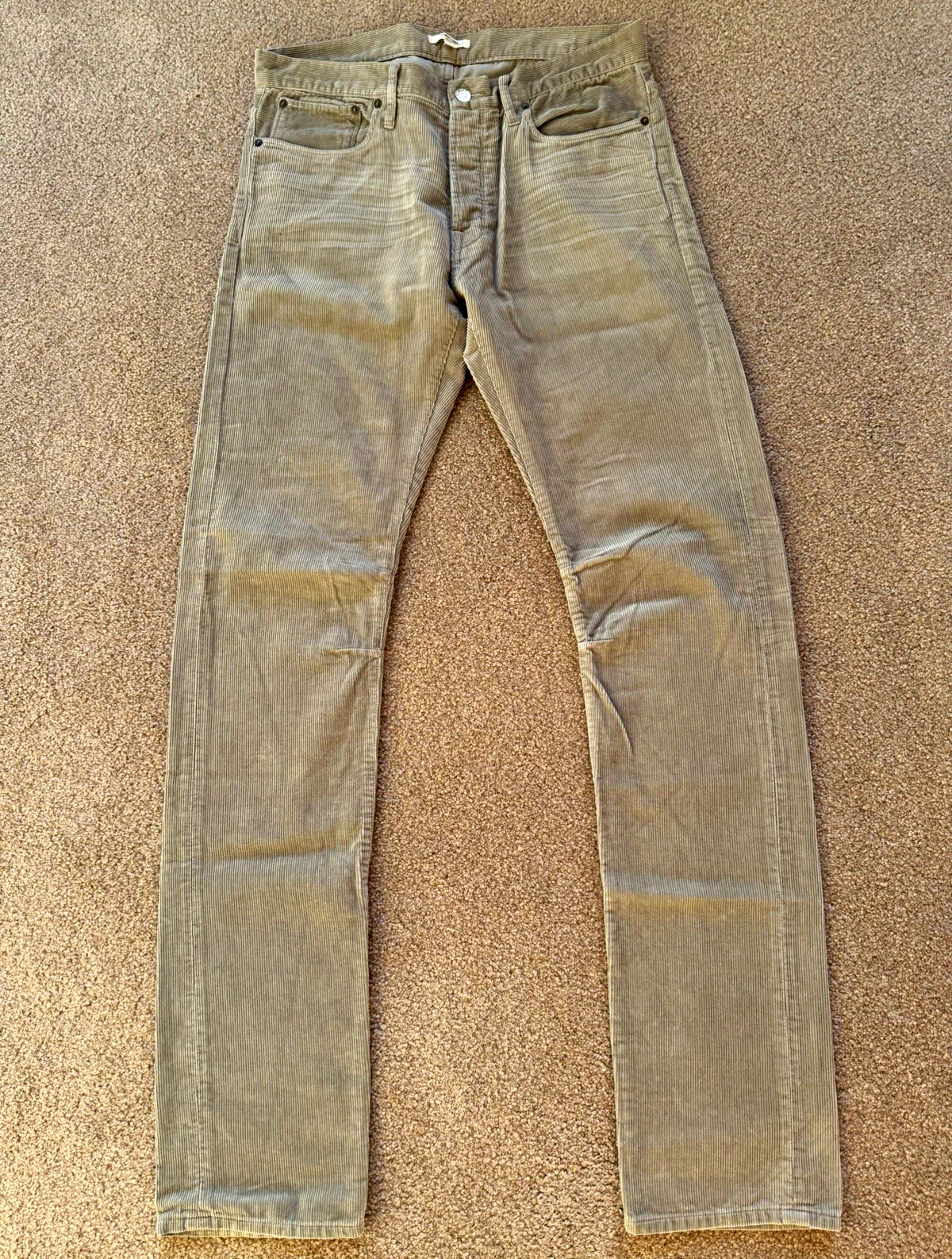 Helmut Lang Men’s Beige Cotton Corduroy Slim Fit Pants 32 Flat Front 5-Pocket Helmut Lang Men’s Beige Cotton Corduroy Slim Fit Pants 32 Flat Front 5-Pocket