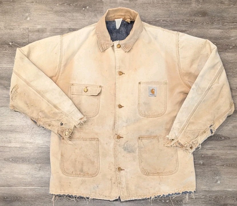 Vintage 80s 90s Carhartt Jacket Blanket Lined Tan Chore Jacket Distressed Vintage 80s 90s Carhartt Jacket Blanket Lined Tan Chore Jacket Distressed