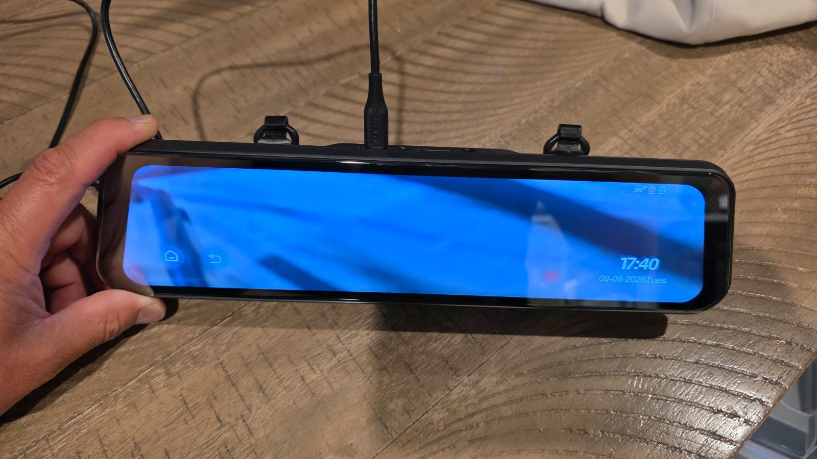 Rexing M2 2K Mirror Dash Cam (Front & Rear) – Works Great – Missing GPS Unit
