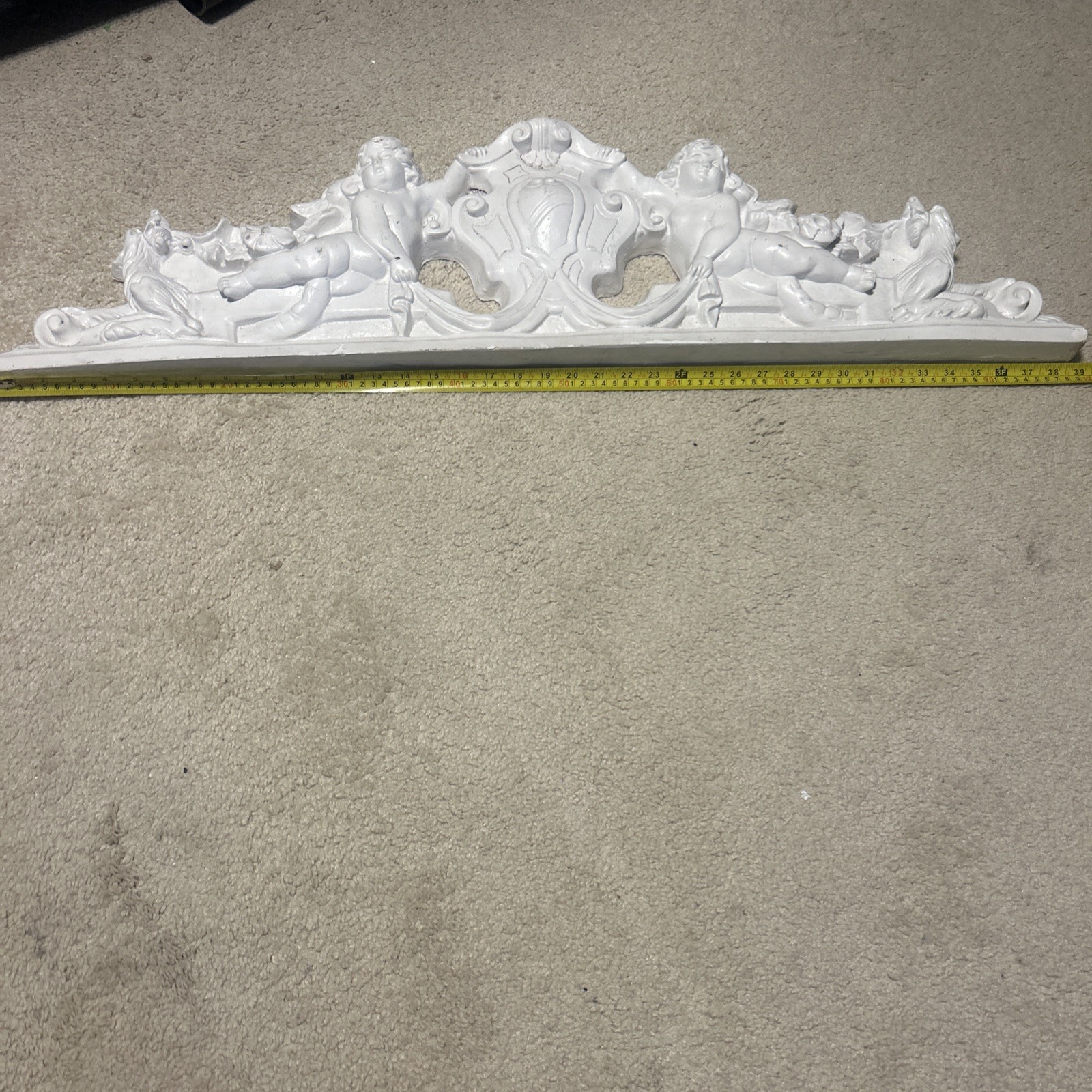 vintage wall pediment French Rococo architectural pediment cherub angel 39 In