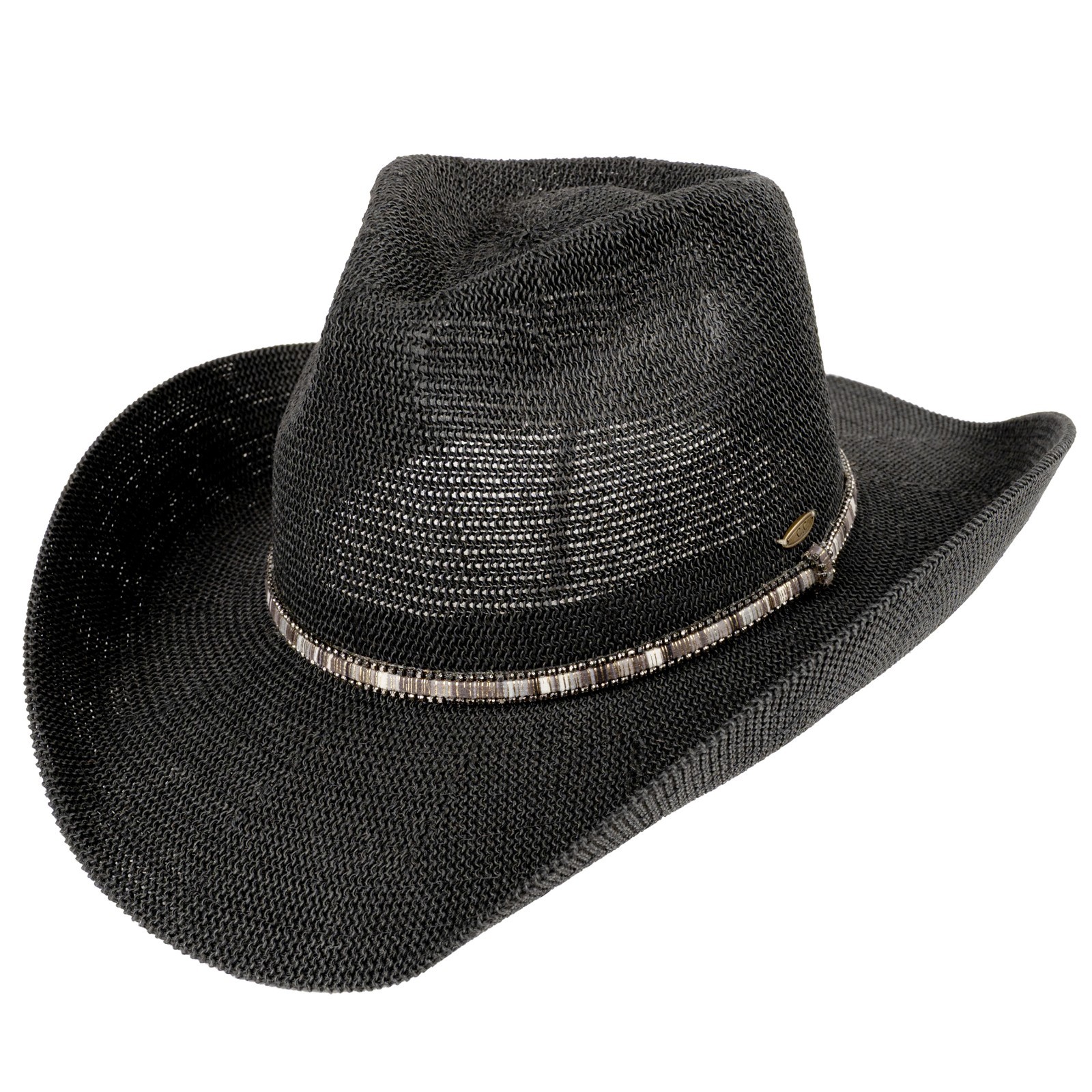 C.C Women\'s Solid Color Western Multicolor Trim Band Knitted Cowgirl Hat C.C Women\'s Solid Color Western Multicolor Trim Band Knitted Cowgirl Hat
