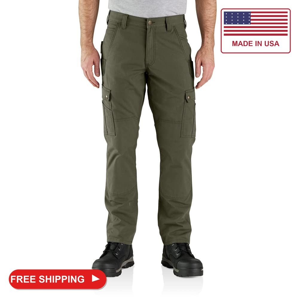 Carhartt Men\'s Relaxed Straight Ripstop Double-Front Cargo Pant, Basil, W36 x L3
