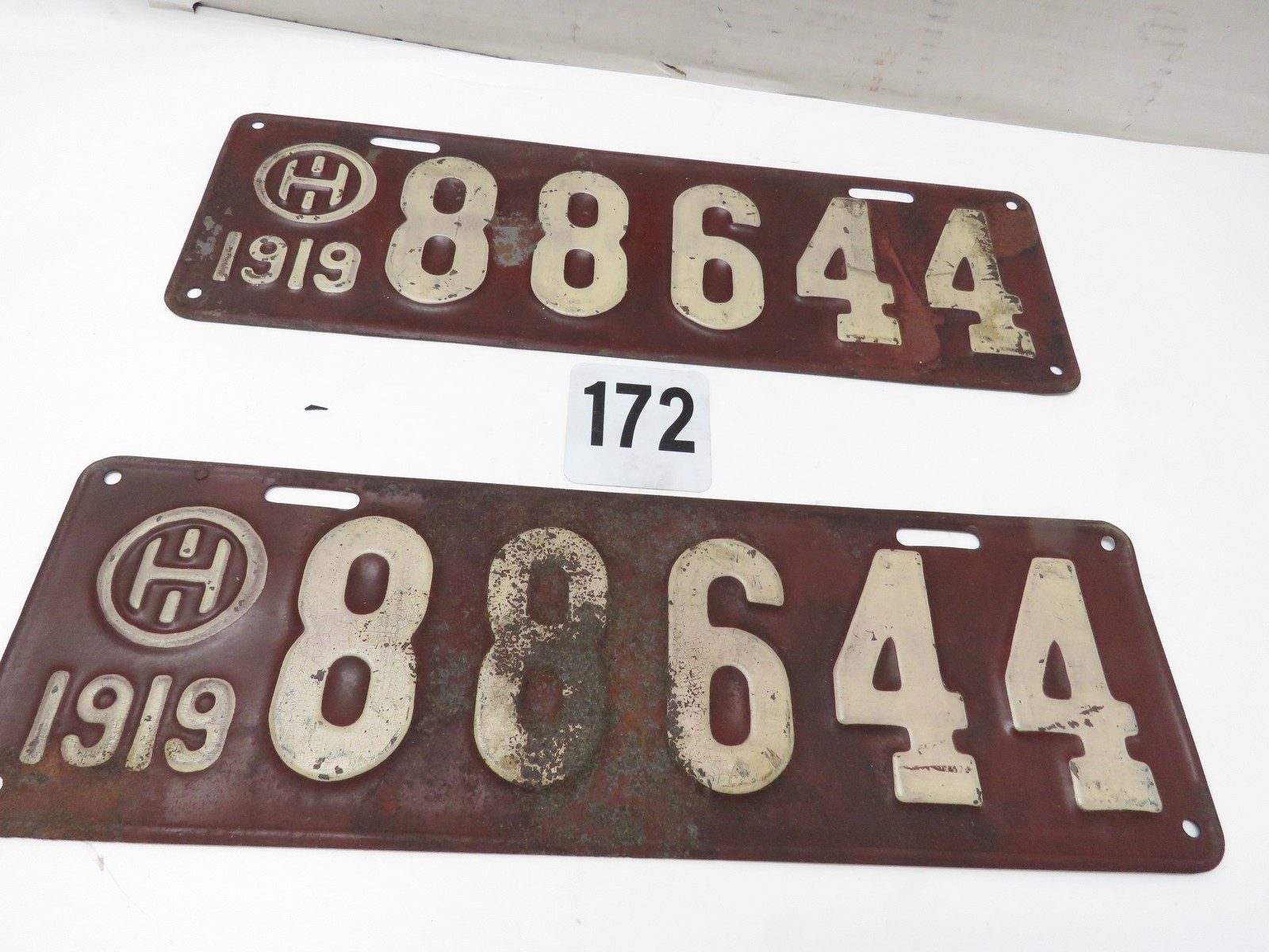 * One Pair Antique 1919 Ohio Automobile License Plate\'s  88644 1 Pair