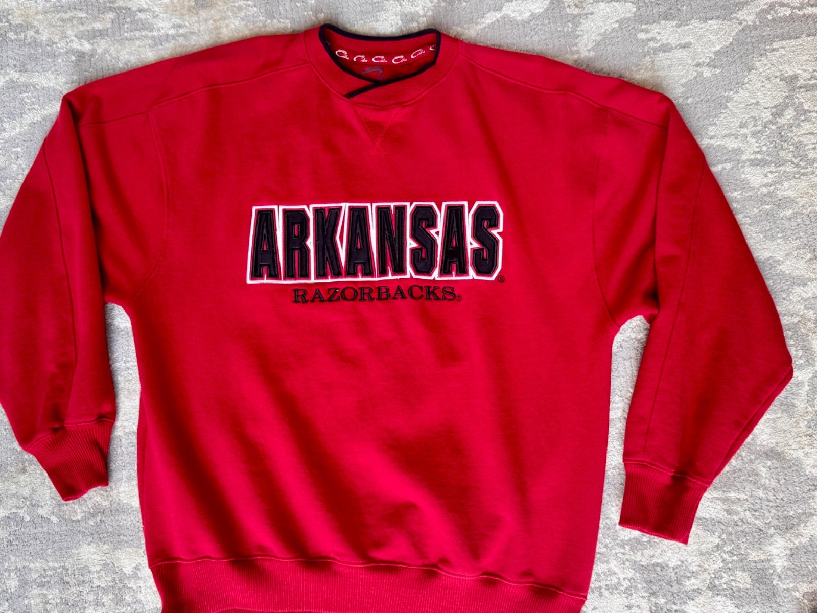 Vintage University Of Arkansas Razorbacks Red Graphic Sweatshirt Crewneck Large 