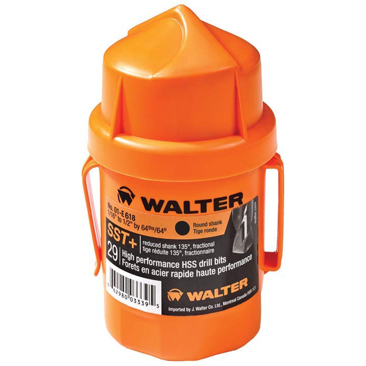 Walter 01E618 SST+ Drill Bit Set, 135° Jobber, 29 Piece, 1/16 Walter 01E618 SST+ Drill Bit Set, 135° Jobber, 29 Piece, 1/16