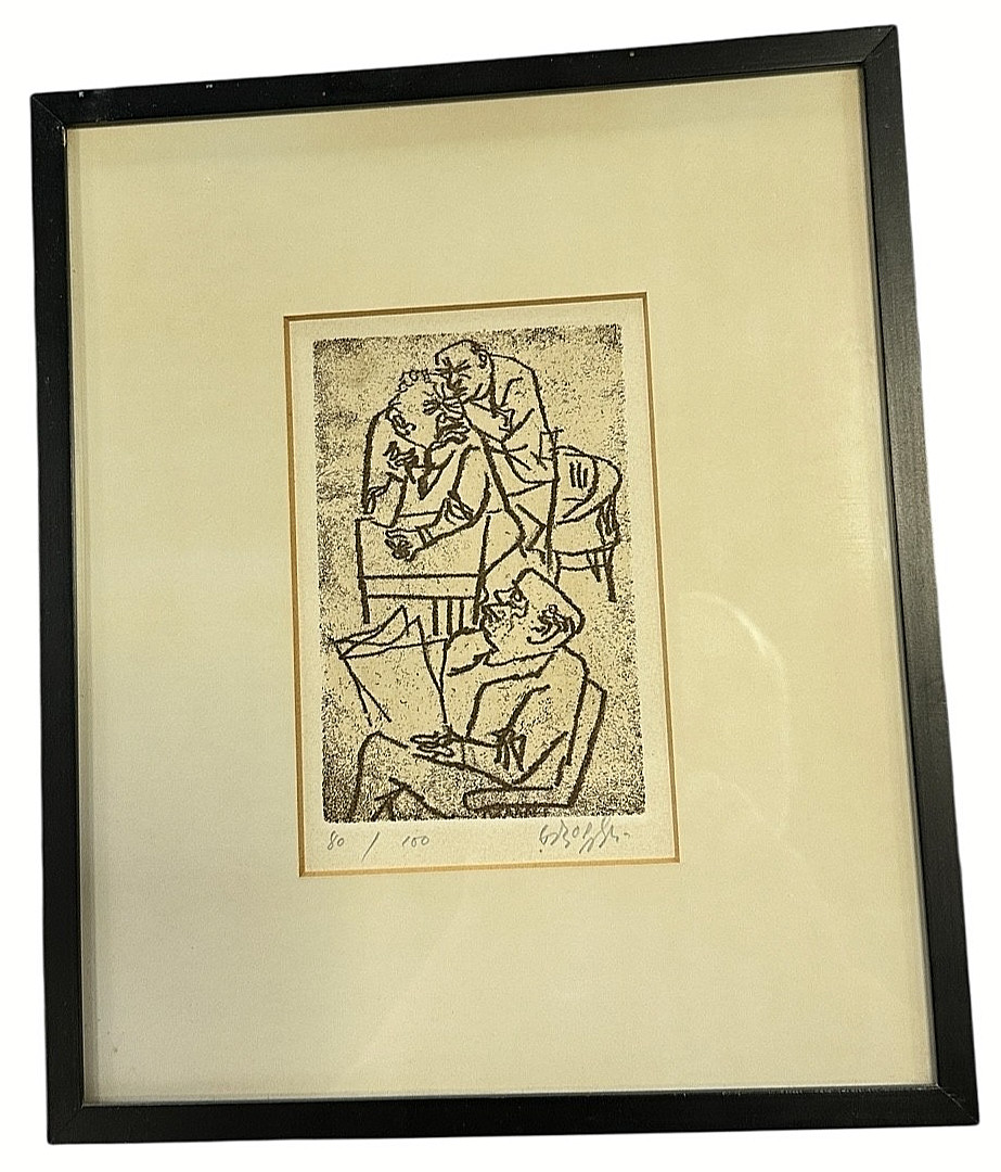 WILLIAM GROPPER ORIGINAL SIGNED 1968 SEPIA ETCHING CAUCUS # 80/100 WITH COA WILLIAM GROPPER ORIGINAL SIGNED 1968 SEPIA ETCHING CAUCUS # 80/100 WITH COA