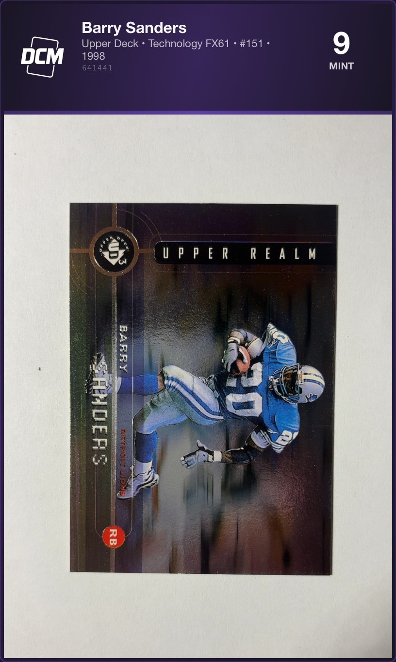 1998 Upper Deck Technology FX61 Barry Sanders #151 Detroit Lions DCM 9