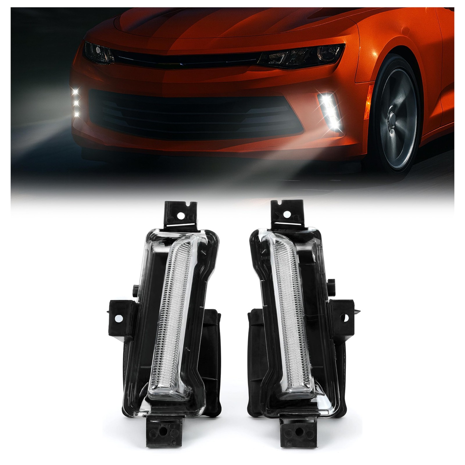 HECASA LED Fog Lights Compatible with 16-22 Camaro ZL1 DRL Daytime Running