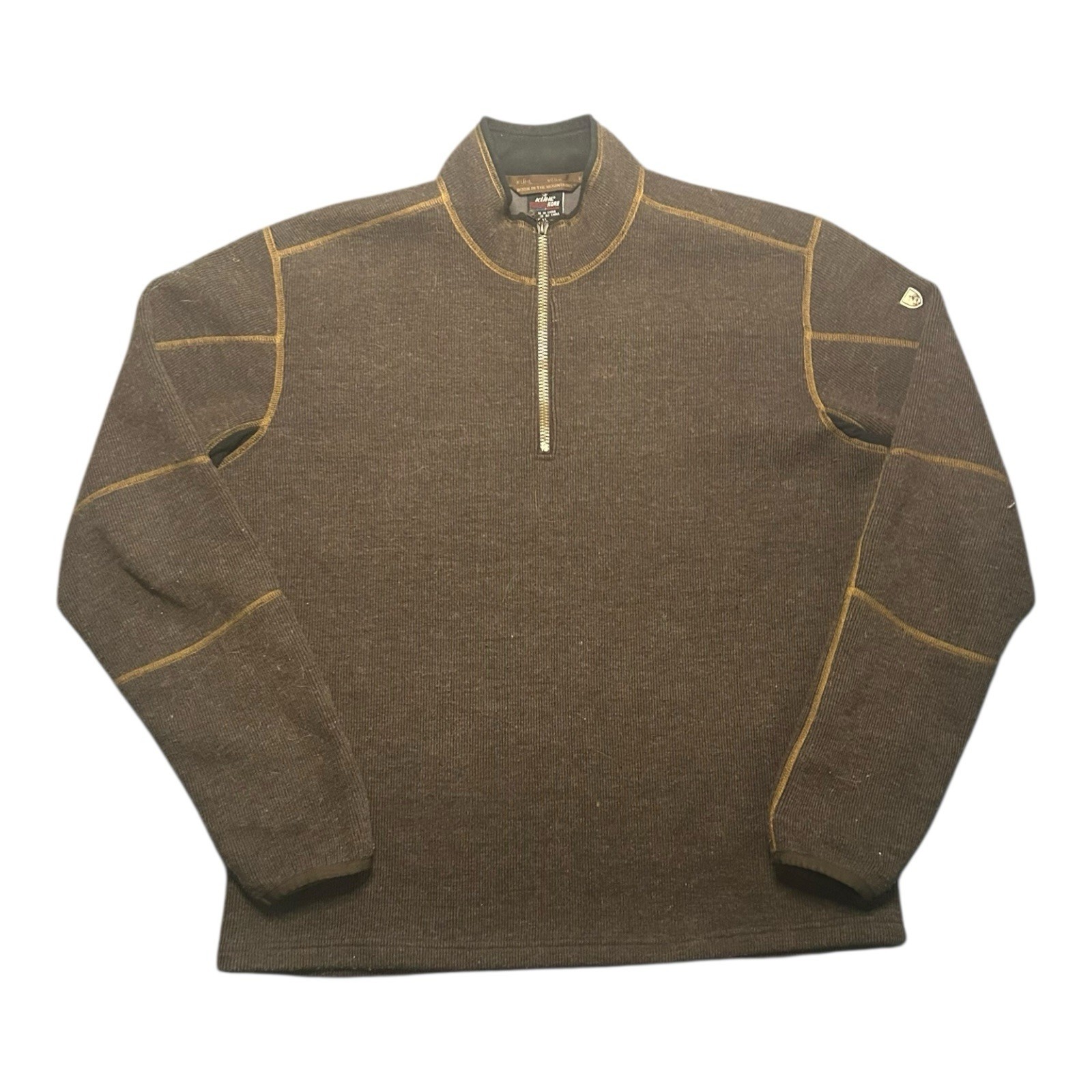 Kuhl Thor 1/4 Zip Sweater ThermoKore Brown Fleece Lined Men’s XL