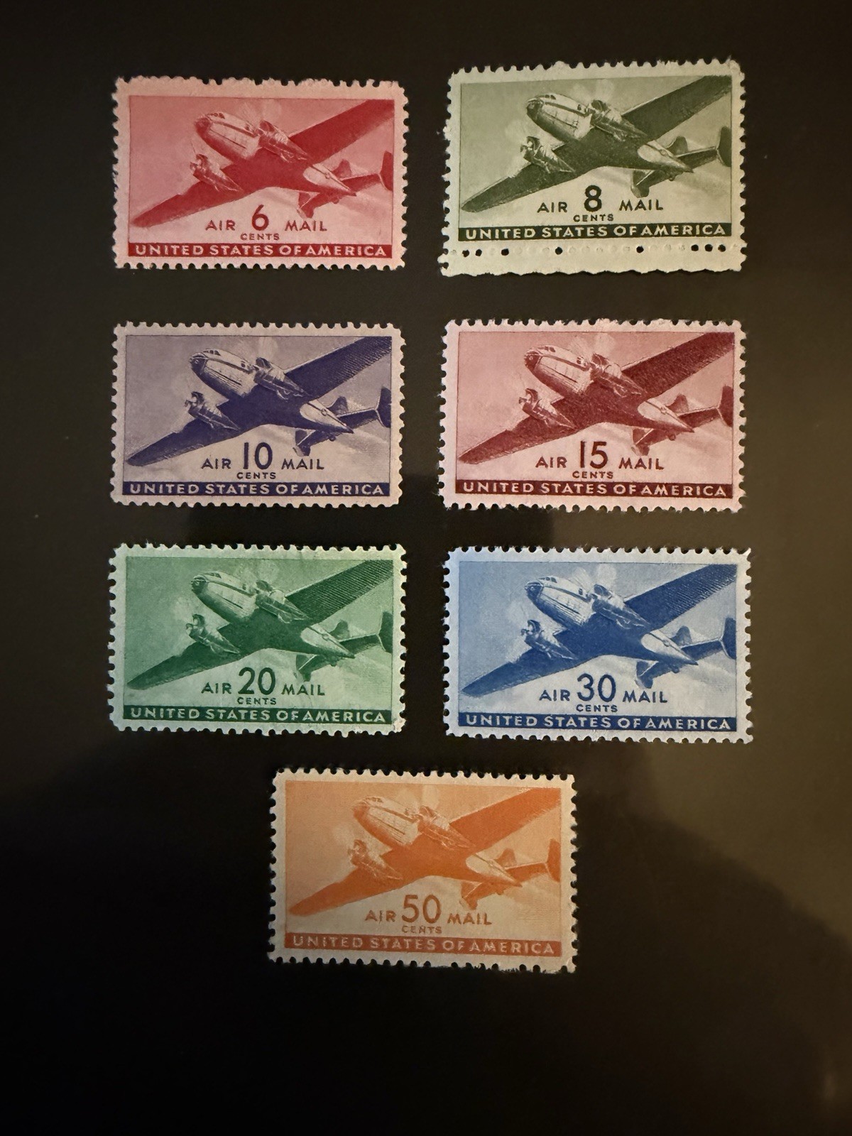 U.S. Air Mail Aviation Stamps Set 6c 8c 10c 15c 20c 30c 50c Mint MNH U.S. Air Mail Aviation Stamps Set 6c 8c 10c 15c 20c 30c 50c Mint MNH