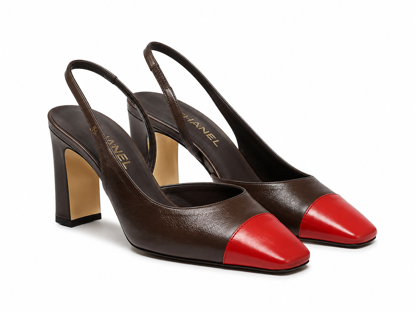 Chanel 26S Blazy Dark Brown Red CC Coco Sling Slingback Block Heel Pump 40c