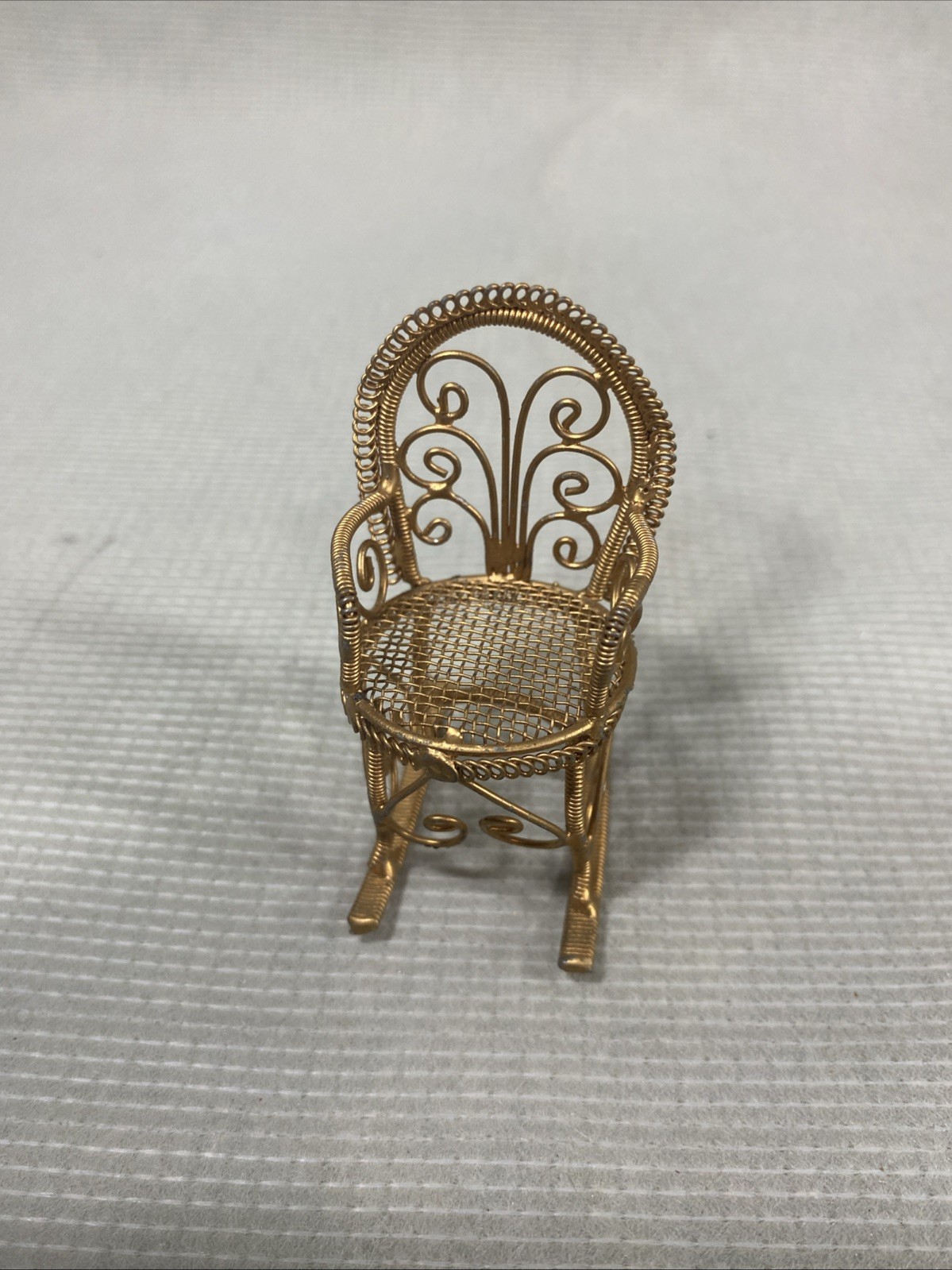 Vintage Miniature Gold Wire Dollhouse Rocking Chair Vintage Miniature Gold Wire Dollhouse Rocking Chair