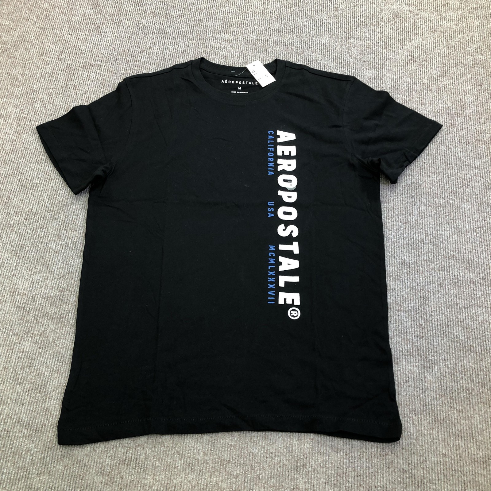 Aeropostale Shirt Mens Medium Black California USA 1987 Graphic Tee Tagless