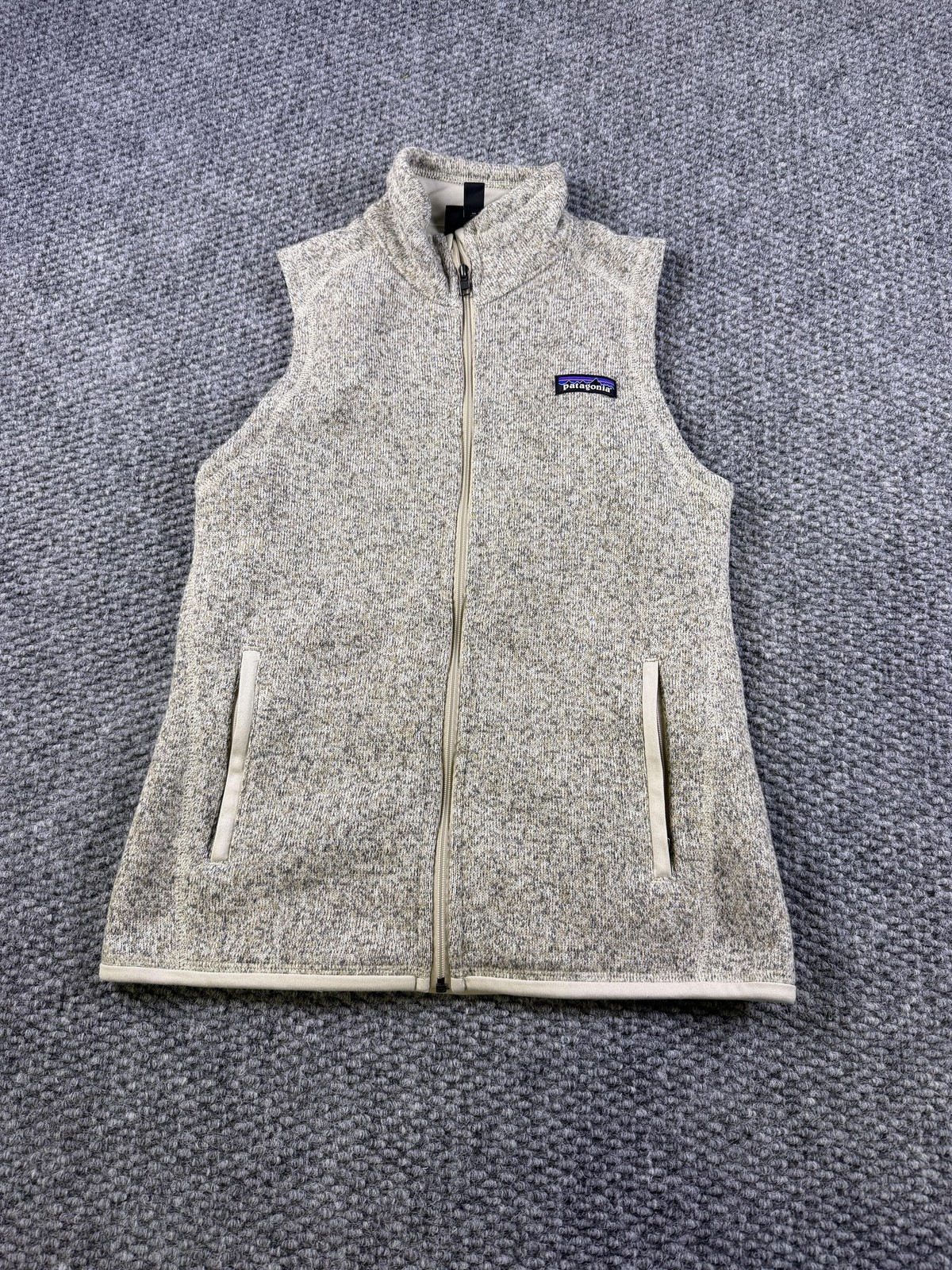 Patagonia Better Sweater Vest Womens Small Beige Fleece Full Zip Pockets Warm