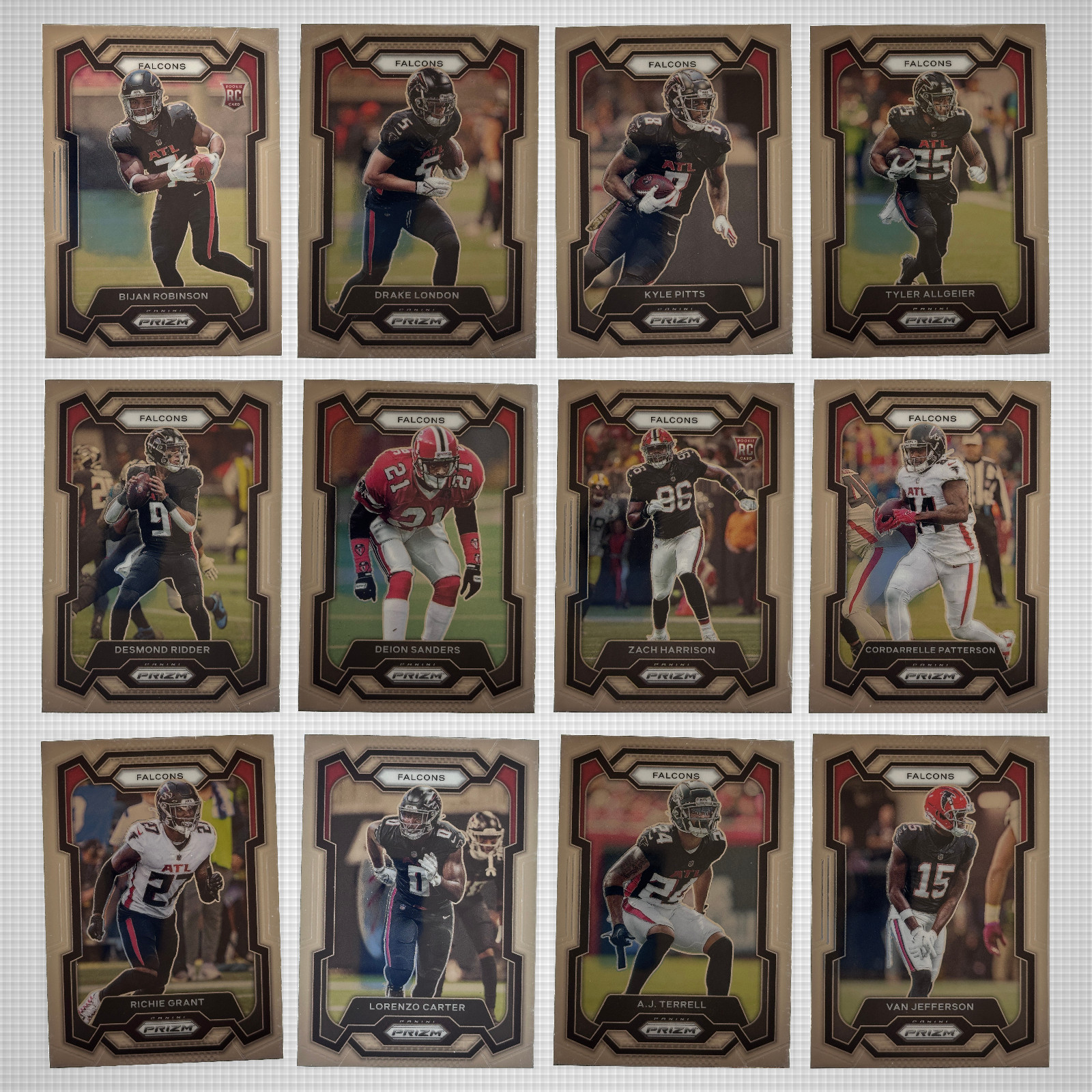 🔥 2023 Panini Prizm Atlanta Falcons Base Team Set 12 Cards Bijan Robinson #3 🔥