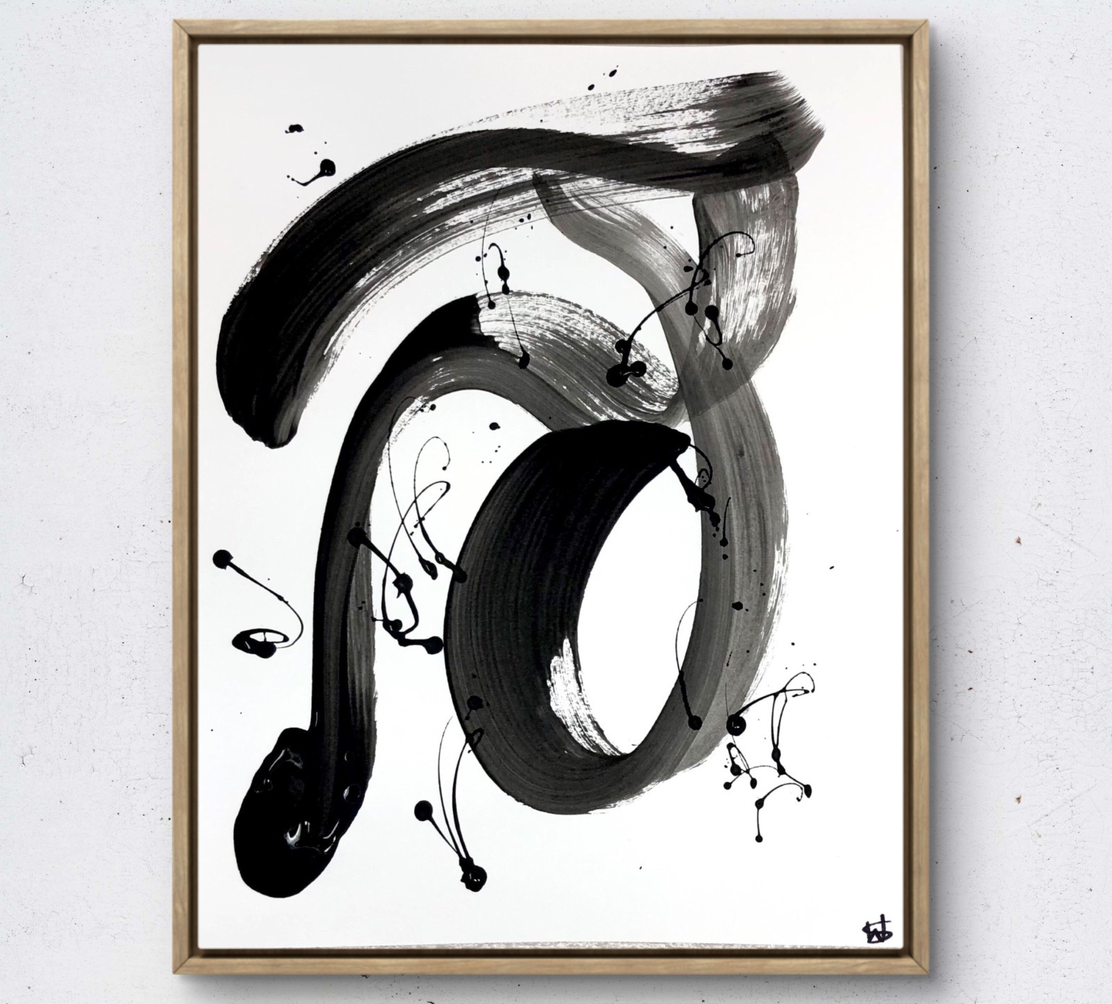 Figurative monochromatic bold acrylic art painting 14X11 Gallery Paper original