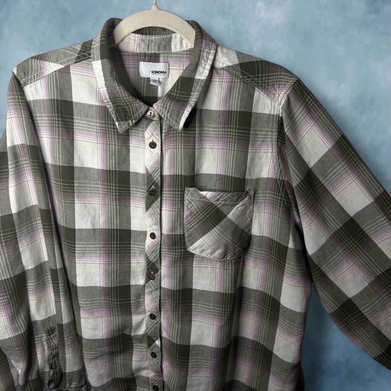 Sonoma Women’s Plaid Flannel Button-Up Shirt 2X