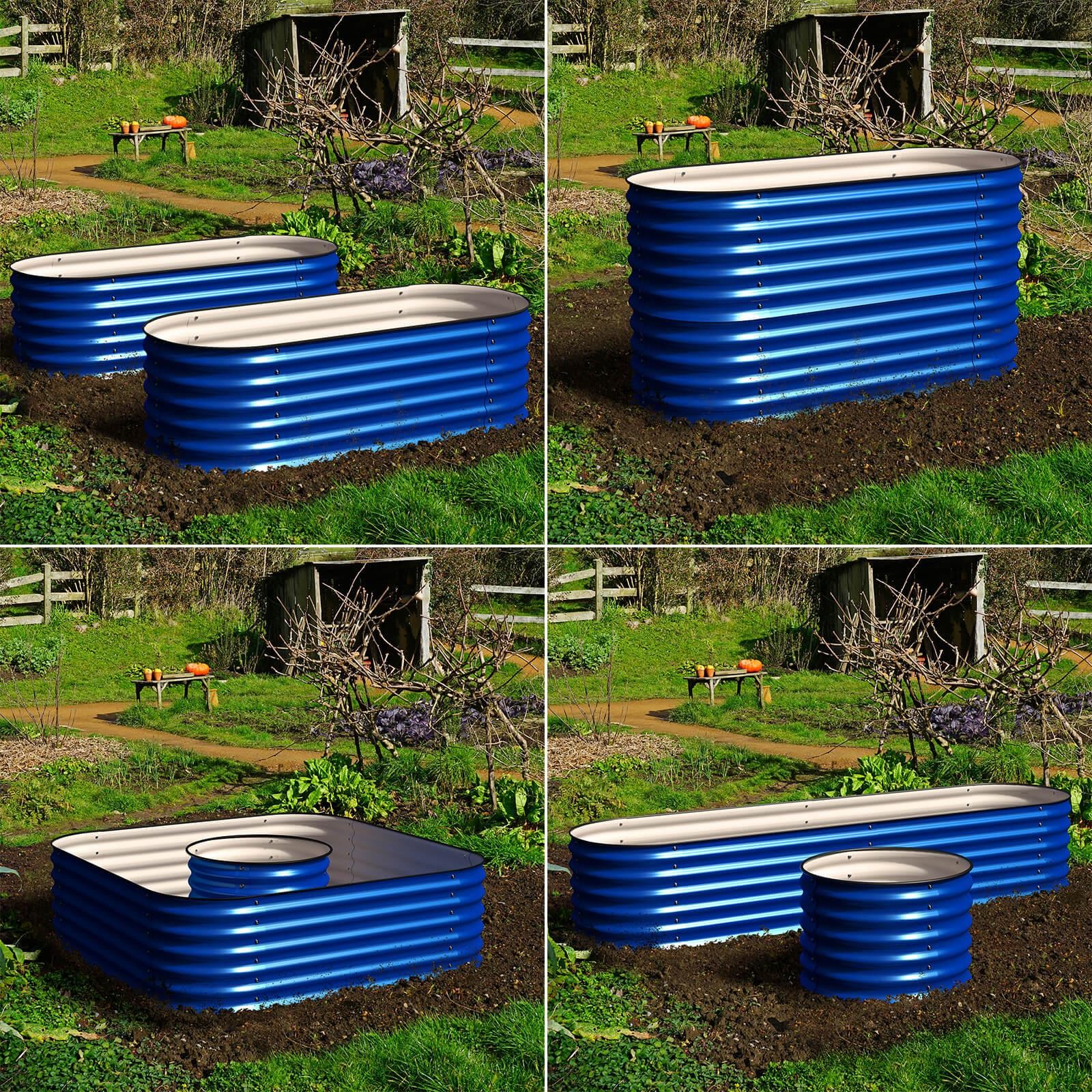 OLLE 4-STYLE MODULAR GALVANIZED RAISED GARDEN BEDS TF41BLUE-1 - BLUE
